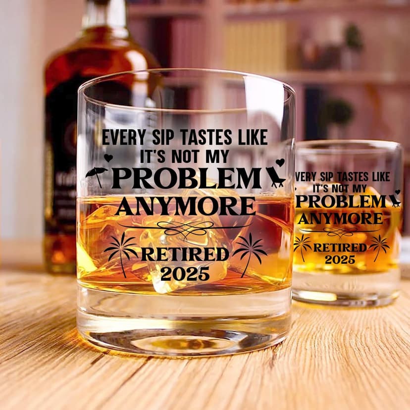 NewEleven First Christmas Retirement Gifts For Men 2025 - Coworker Leaving, Goodbye Gift, Farewell Gifts For Coworkers, Friends, Dad, Grandpa - Retirement Gift From Friend, Colleague - Whiskey Glass