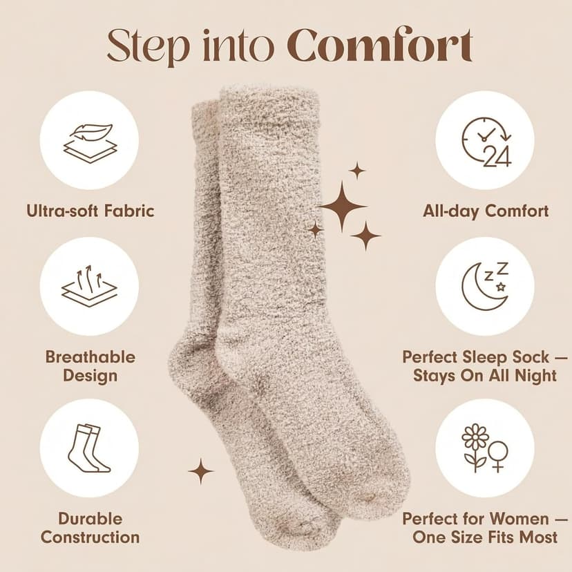 Unboxme Gifts Warm & Cozy Ultra-Luxe Cloud Sock for Women & Men - Super Soft Luxurious Fabric Sleep Socks