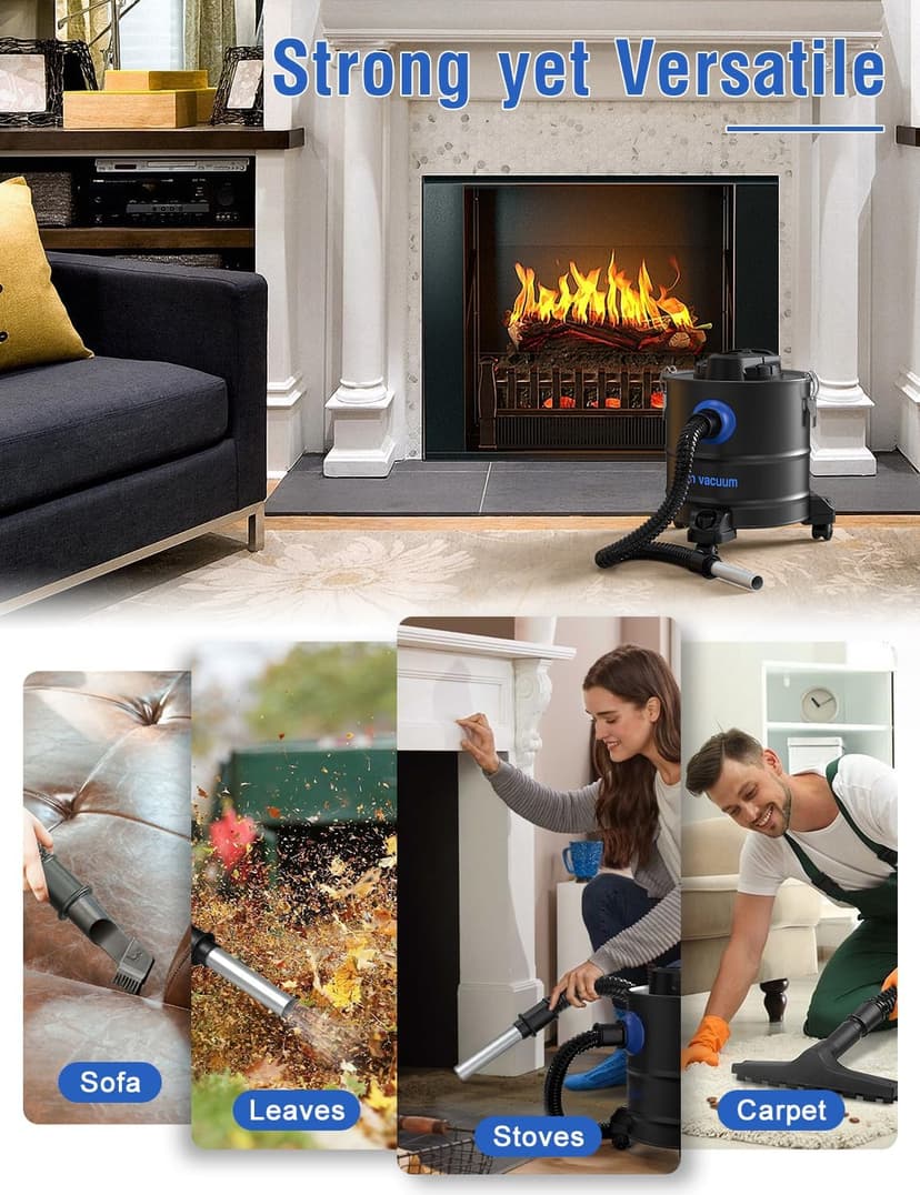 Oragerju Ash Vacuum, Pellet Stove Vacuum Cleaner, 5.3 Gallon, 20kPa, 1200W Powerful Motor with Blower Function, On Wheels and HEPA Filter, The Ash Vacuum for Pellet Stoves & Wood Stoves