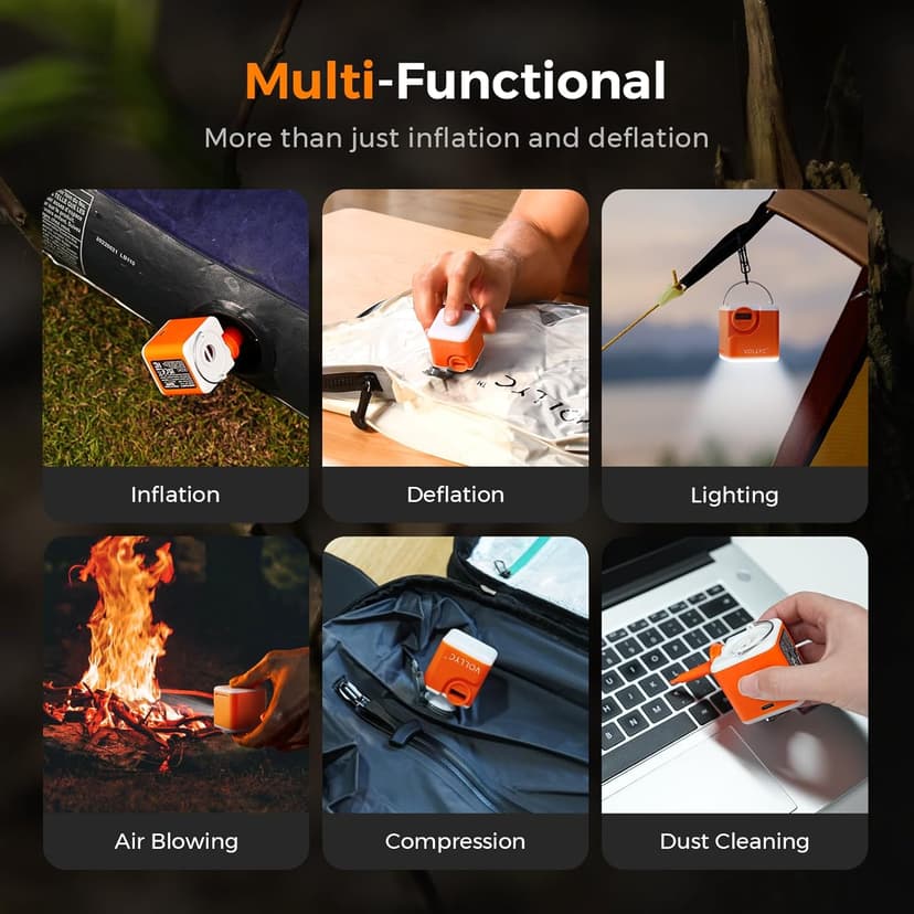 Portable Air Pump for Inflatables, 2400mAh Ultra Powerful Mini Air Mattress Pump with Camping Light, 4.5kPa Electric Air Pump Camping Gear for Pool Float, Air Mattress,Vacuum Storage Bags