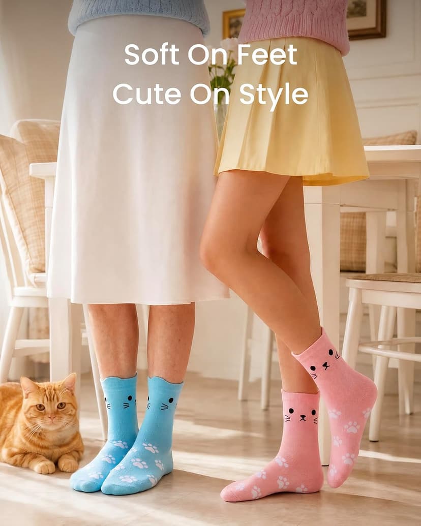 Jeasona Women's Cat Socks Cat Gifts Cute Animal Socks Dog Owl Gifts for Women