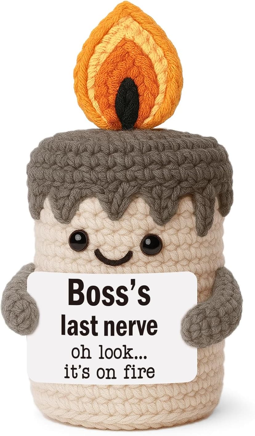 Boss Lady Female Male Gifts, Funny Birthday Christmas Leaving Gag Gift for Supervisor Manager, Handmade Crochet Candle Decor Funny Bosses Day Gifts for Women Man, Appreciation Gifts for Boss B0G2LZ6T1K