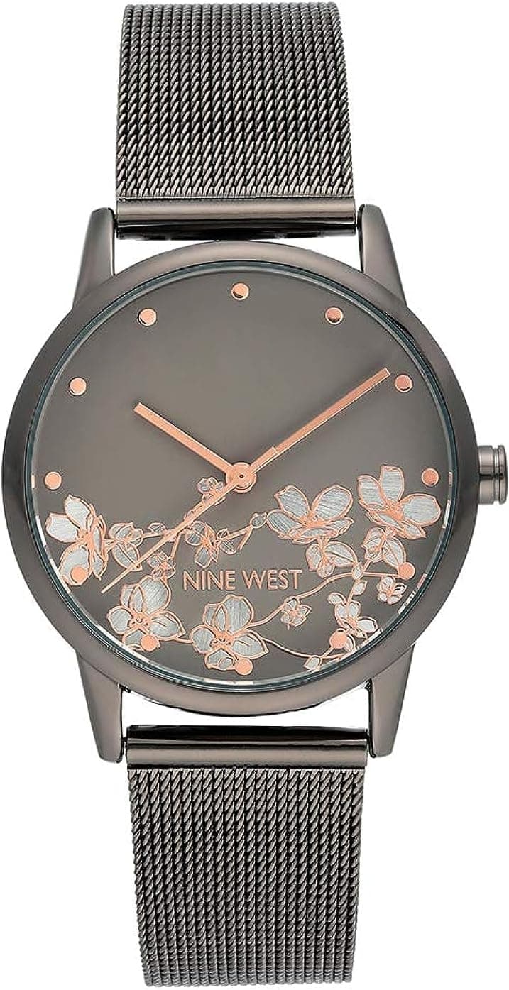 Nine West Nine West Women's Floral Dial Mesh Bracelet Watch