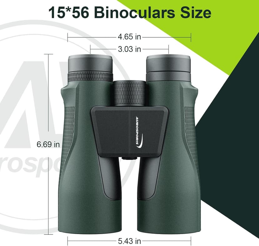 Aurosports 15x56 High Powered Binoculars for Adults - HD Large View Binos with Clear Low Light Vision - Non-Reflective Shell for Bird Watching, Hunting, Wildlife, Cruise, Travel - Gift for Men