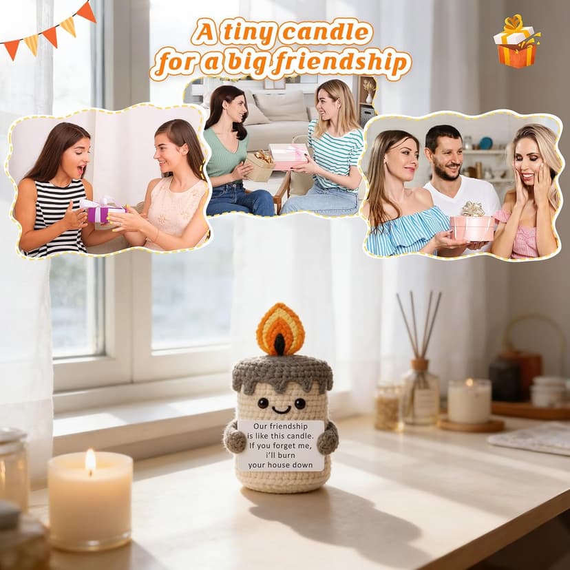 YUEYUQIU Funny Best Friend Birthday Gifts for Women Men, Handmade Crochet Candle Decor, Sarcastic Friendship Presents for Bestie Sister, Cute Birthday Christmas Gag Gift, Dark Humor Desk Accessories B0GHDZ4BJM