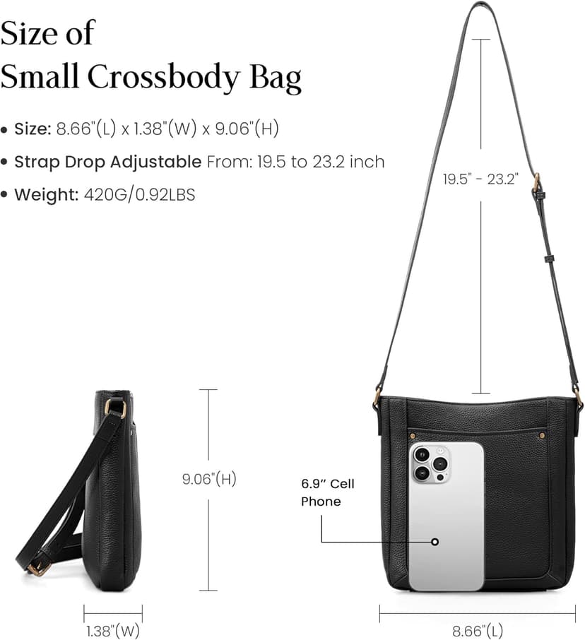 befen Genuine Leather Small Crossbody Bags for Women, Womens Cross Body Shoulder Purse Handbags with RFID Blocking Card Slots