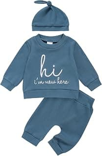 Hat Long Shirt Long Pants Outfits Set Newborn Set Baby Boys Girls New Baby Cotton Coming Home Clothes Outfits B0HBQGWX2J