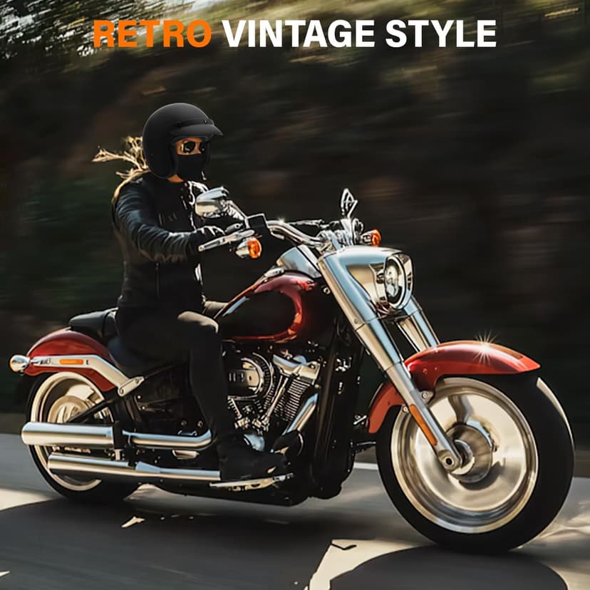 XFMT DOT Unisex-Adult Motorcycle Open Face 3/4 Helmet Retro Style Cruiser Chopper Scooter