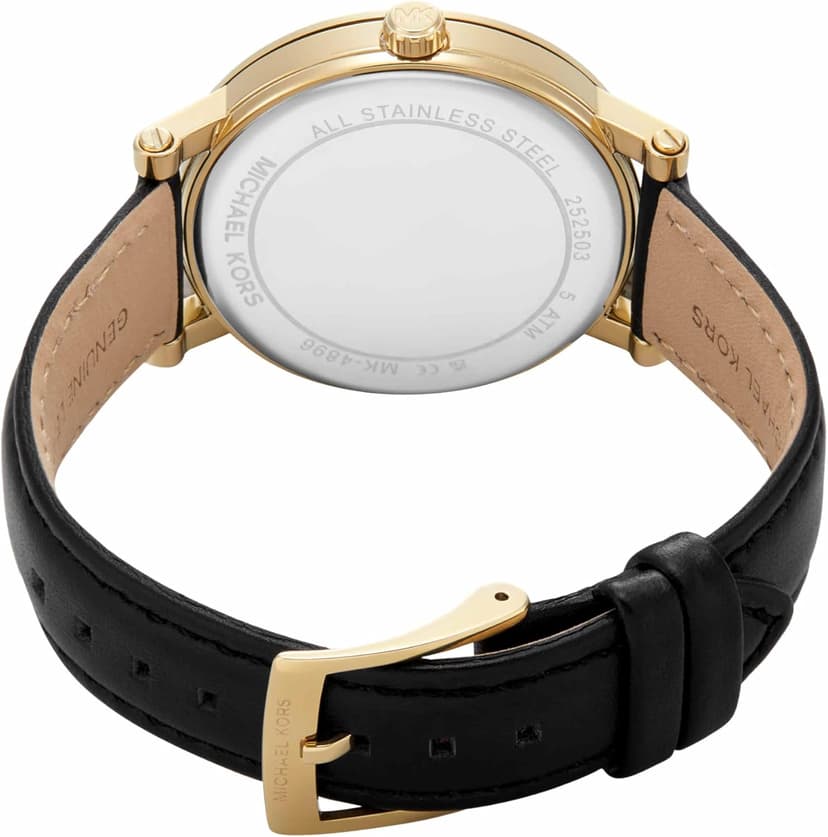 Michael Kors Corey Three-Hand Black Leather Watch