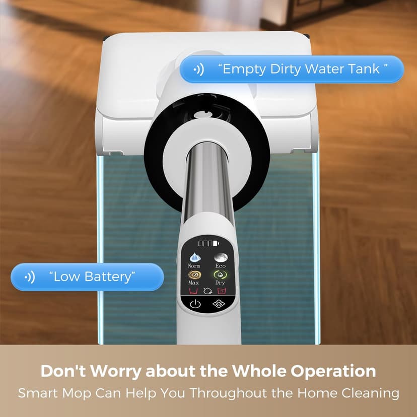 Wet Dry Vacuum Cleaner, 180° Lay-Flat Cordless Vacuum Mop Combo with Edge Cleaning, All-in-One Floor Cleaner for Hard Floors, Self-Cleaning, 45mins Runtime, LED Display, Voice Prompts