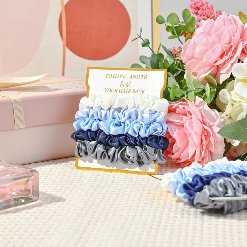 8 Pack Bridesmaid Gifts Satin Bridesmaid Scrunchies Soft Hair Ties Bachelorette Party Favors Hair Accessories for Women Bridesmaid Proposal Gift (Gradient Blue) B0DTKDN7FR