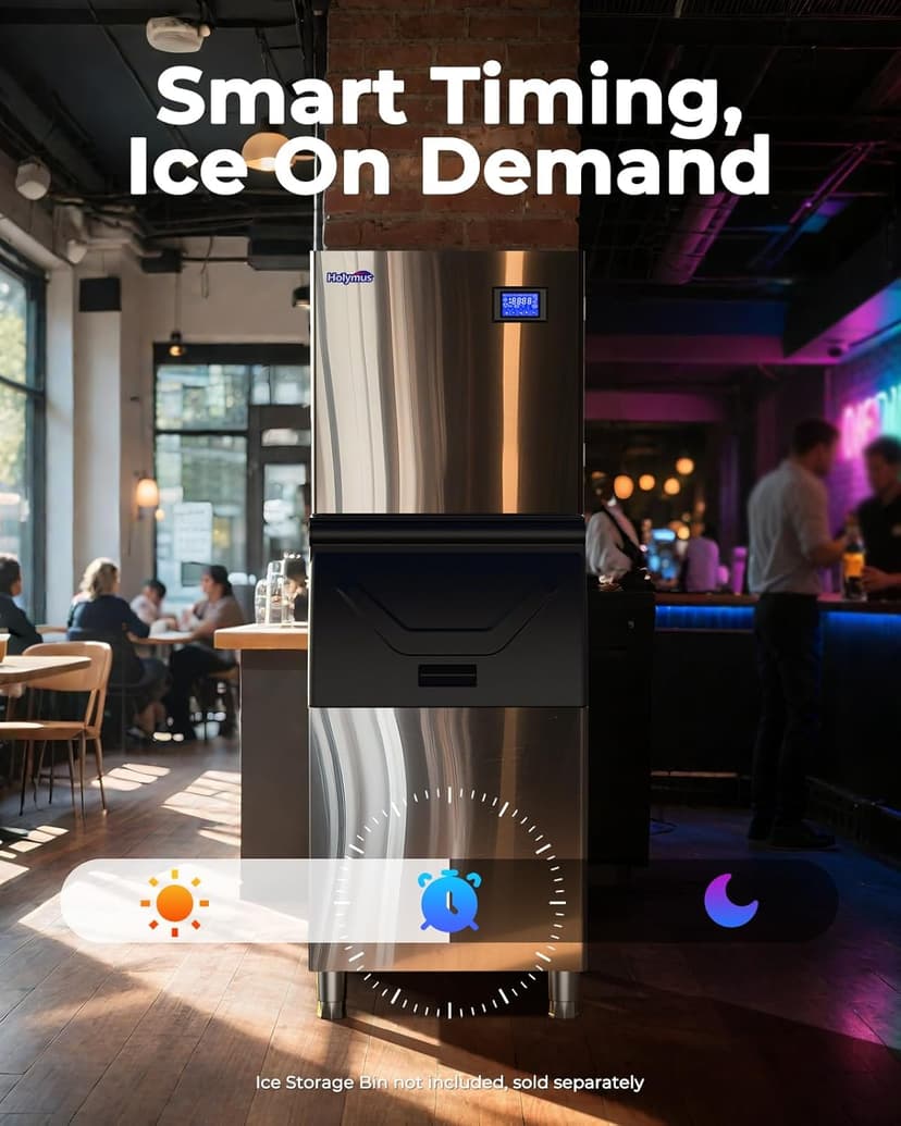 22" Commercial Nugget Ice Maker Machine 420LBS/24H with 350LBS Storage Bin, Nugget Ice Style, Air Cooled Powerfull Compressor, Industrial Nugget Ice Machine for Business
