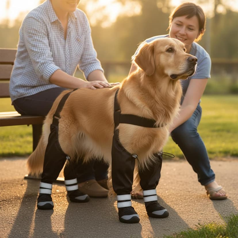 YAQUHO Upgraded Dog Suspender Boots, Suspender Boots for Large Dogs, Waterproof Dog Rain Boot, Anti-Slip Winter Snow Dog Shoes Leggings, Adjustable Paws Protector for Outdoor Dogs Walking Hiking (L)