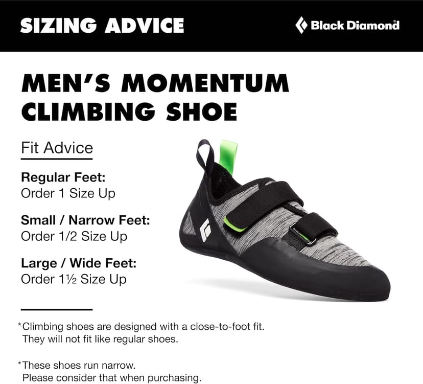 BLACK DIAMOND Men’s Momentum Rock Climbing Shoes | Engineered Knit Technology | 4.3mm Rubber Outsole | Breathable All-Day Comfort