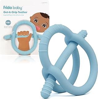 Frida Baby Get-A-Grip BabyTeether for Teething Relief | 100% Food-Grade Silicone Teething Toys for Baby 0-6, 12, 18 Months Infant, BPA-Free, PVC-Free | Blue