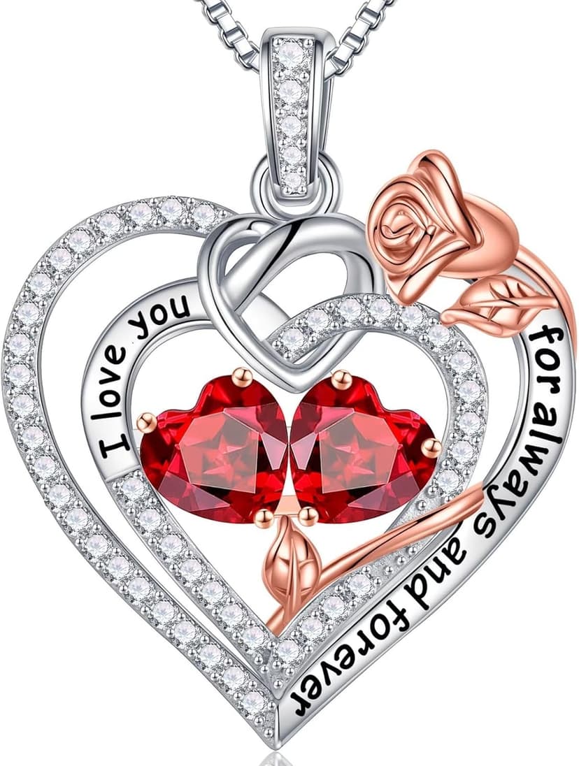 Iefil Christmas Gifts for Wife Women - 925 Sterling Silver Double Birthstone Necklace, Anniversary Birthday Gifts for Women, Jewelry Gift for Wife Girlfriend Mom Her