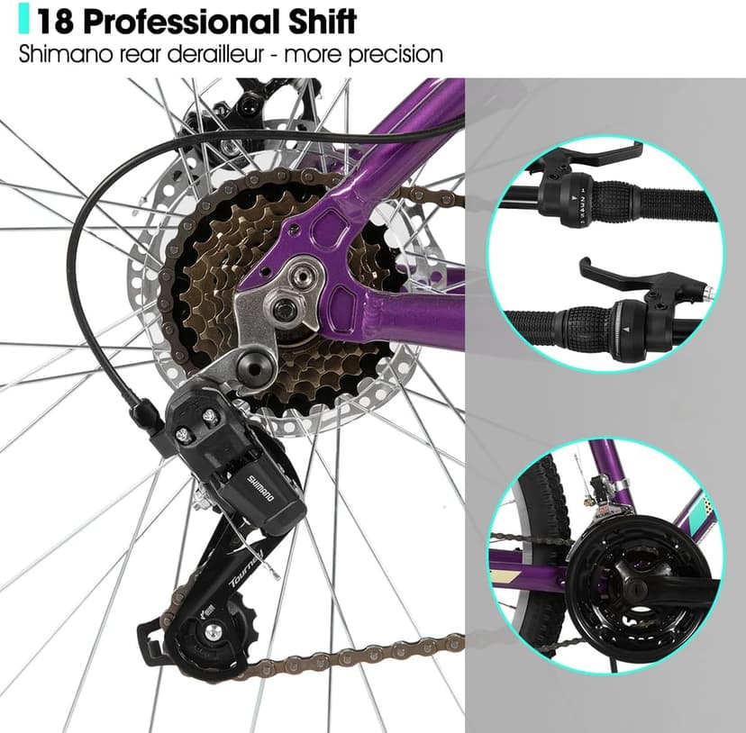 HILAND 20 Inch 26 Inch Mountain Bike for Women Girl, Lock-Out Suspension Fork, Aluminum Frame, Adult Ladies Mens MTB Bicycle