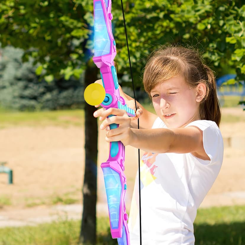 2 Pack of Kids Bow and Arrow Set, Light Up Archery Toy Set with 14 Suction Cup Arrows & Standing Target, Perfect Kids Indoor and Outdoor Toys for 4 5 6 7 8 9 10 Year Girls Boys Birthday Gifts Ideas