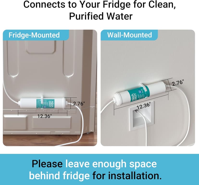 AQUA CREST INL-PLUS 5 years Inline Water Filter for Refrigerator and Ice Maker, High Capacity, 1/4-Inch Direct Connect Fittings, Easy Installation, Reduces Chlorine, Sediment, Bad Taste & Odor