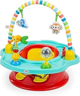 Bright Starts 3-in-1 SuperSeat Playful Paradise, Baby Activity Seat with Toys, Snacking Tray, Booster Seat, BPA Free Tray, Unisex, 6 Months +
