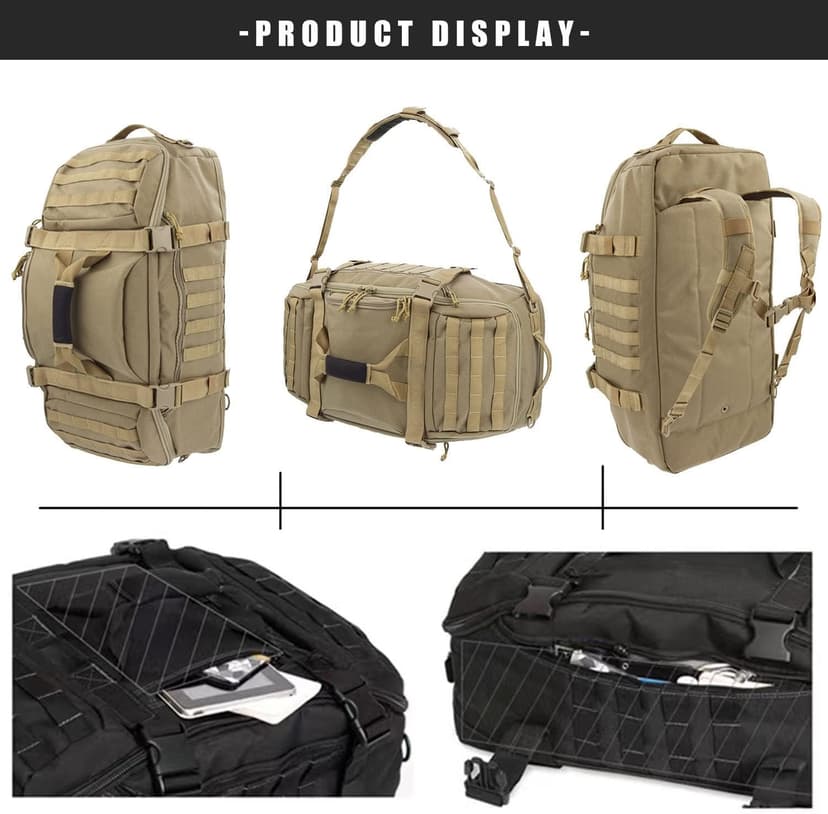 Miramrax Travel Duffle Bag Backpack for Men - Large Tactical Bags Weekender Gym Bag for Overnight Traveling Military Workout Deployment Sports (Coyote, 80L)
