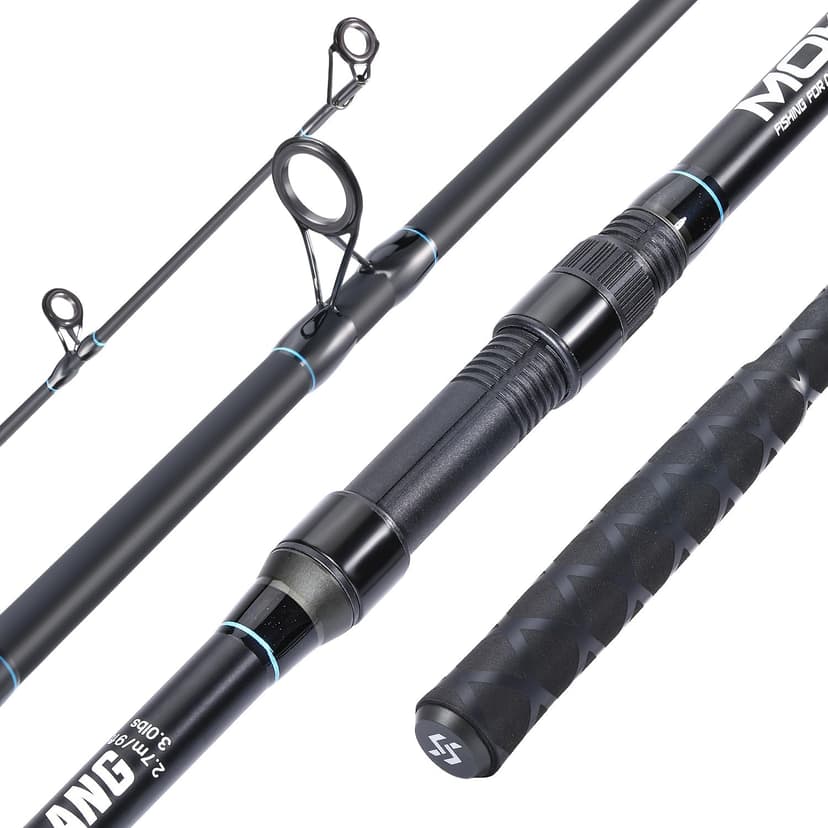 Sougayilang Spinning Fishing Rod, 3-Piece, Carbon Catfish Rod with EVA Comfortable Handle for Catfish and Carp Fishing, Medium/Heavy Power, 9'0"/10'0"/11'0"