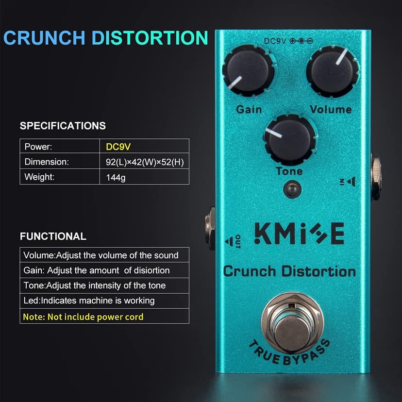 Kmise Crunch Distortion Electric Guitar Effects Pedal Mini Single Type DC 9V True Bypass