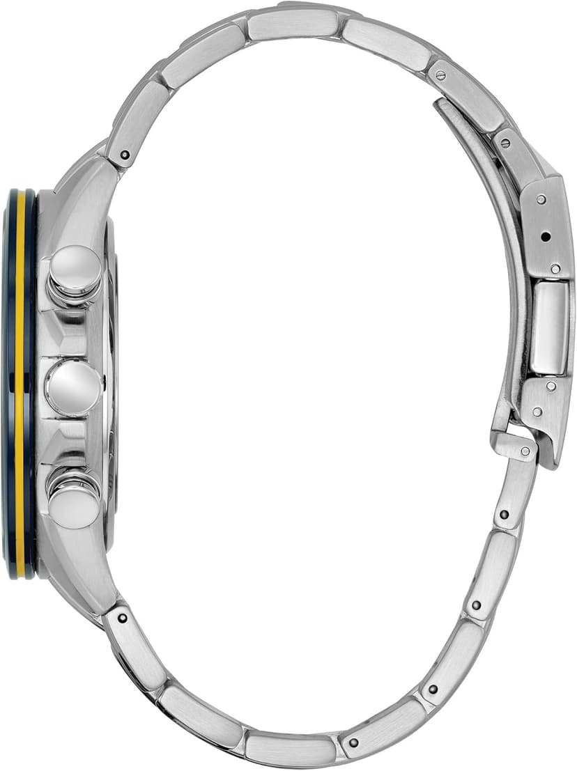 Citizen Men's Eco-Drive Sport Luxury World Chronograph Atomic Time Keeping Watch in Stainless Steel, Blue Dial (Model: AT8020-54L)