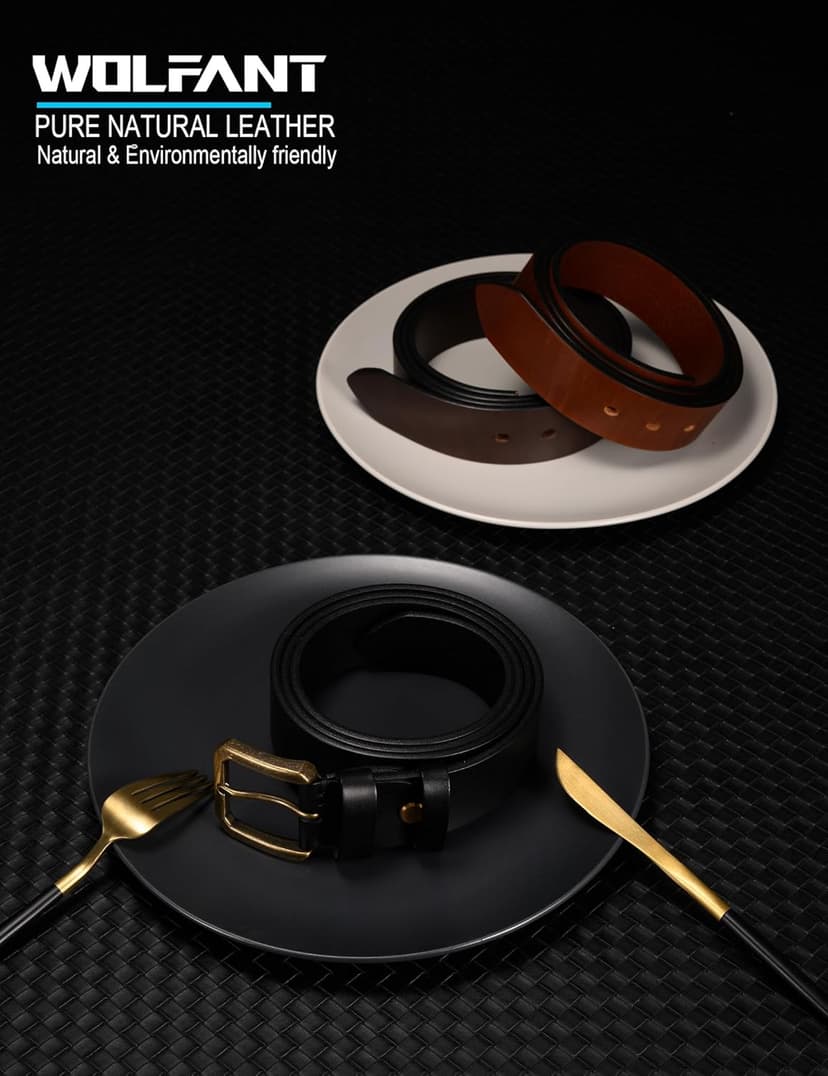 WOLFANT Thicken Full Grain Heavy Duty Casual Work Belts for Men,100% Italian Real Solid Leather