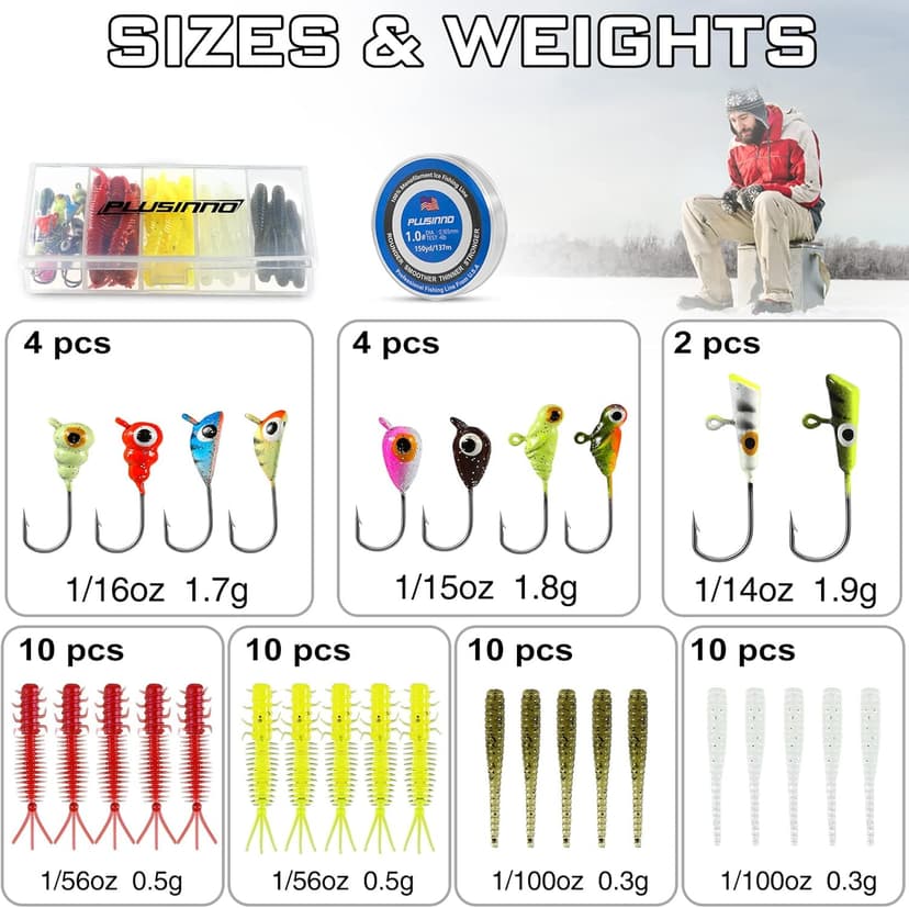 PLUSINNO Ice Fishing Rod, Ultralight and Sensitive Ice Fishing Rod and Reel Combo, 26"/27"/28" for Trout, Walleye, Perch, Panfish Bluegill Crappie