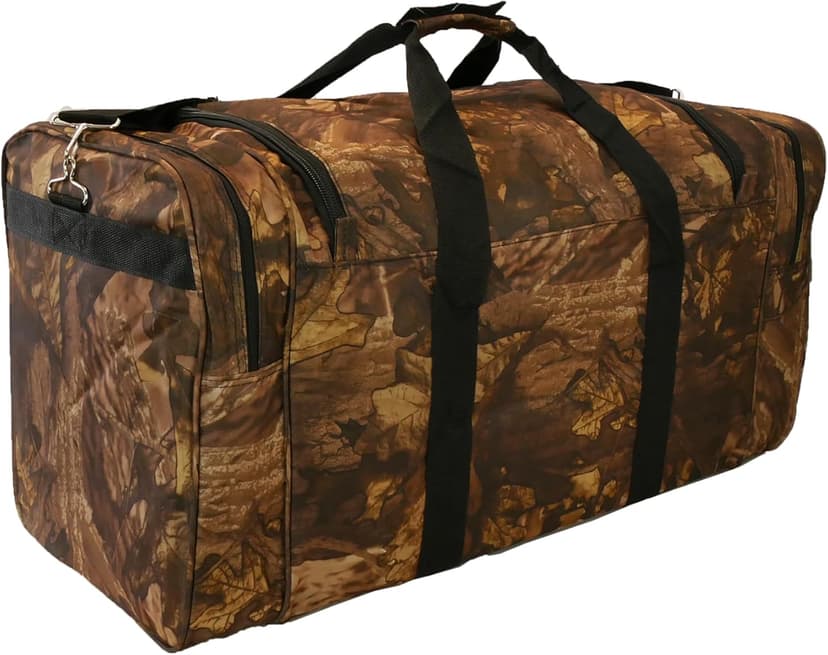E-Z Roll 30 Inch EXTRA LARGE Tree Camouflage Duffel Bag-Oversized Travel & Outdoor/Hunting Gear Bag, 30x14x12 Inches,Heavy Duty, Water-Resistant in 5 Colors (NOT CARRY-ON SIZE) (Black Trim)