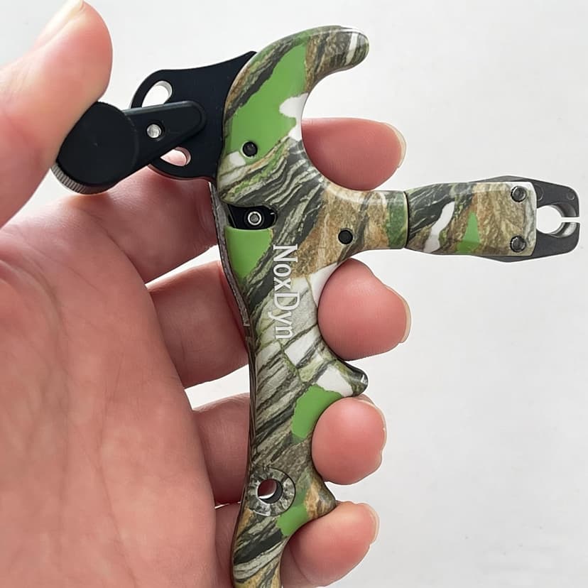 Archery Bow Release for Compound Bow, 4-Finger Adjustable Sensitivity Thumb Release Aid, 360° Rotatable Head for Hunting and Target Practice (Camouflage)