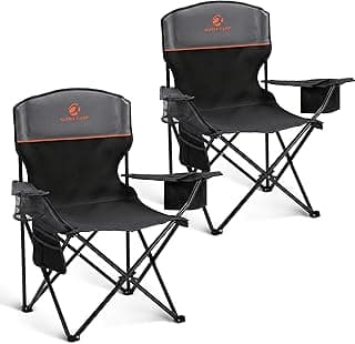 ALPHA CAMP Camping Chairs 350LBS Capacity, Heavy Duty Folding Chair with 4-Can Cooler Bag, Portable Outdoor Chair with Cup Holder for Adults, Collapsible for Tailgating, Beach, Fishing