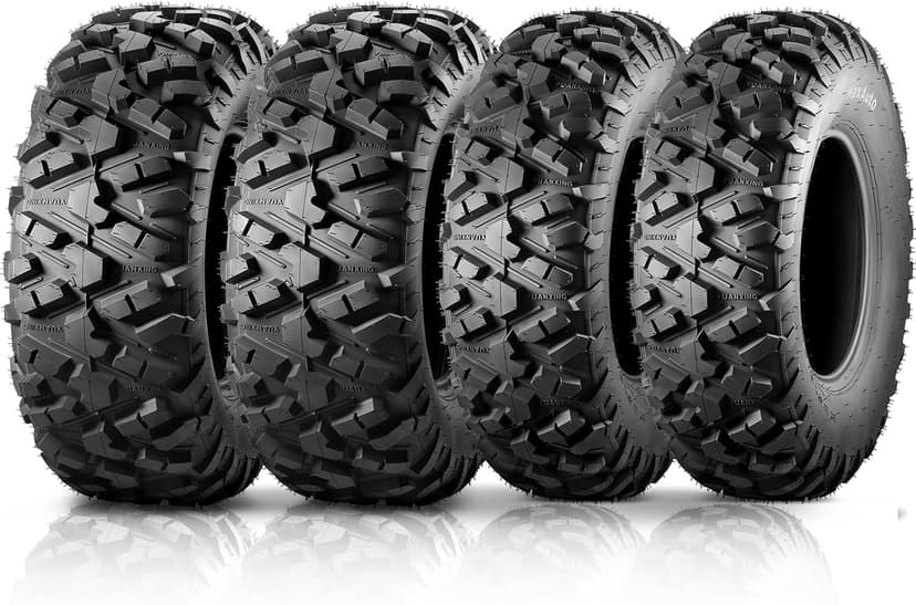 MaxAuto Set of 4 UTV ATV Tires 25x8-12 Front & 25X10-12 Rear Tire, 6PR Tubeless, Four Wheeler Tires All Terrain Tire 25x8x12 Sport Mud-tires 25x10x12 Off Road tire, 4 Pack in 2 Packages