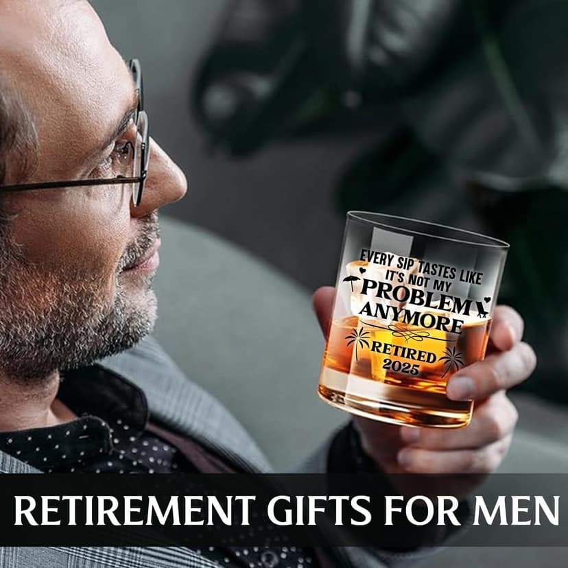NewEleven First Christmas Retirement Gifts For Men 2025 - Coworker Leaving, Goodbye Gift, Farewell Gifts For Coworkers, Friends, Dad, Grandpa - Retirement Gift From Friend, Colleague - Whiskey Glass