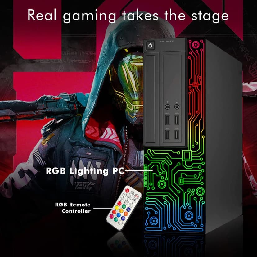Dell Gaming OptiPlex Desktop RGB Computer PC, Intel Core i7, GeForce GT 1030 2GB GDDR5, 16GB RAM, 512GB SSD, 24 Inch HDMI Monitor, Keyboard Mouse and Headset, WiFi, W11 Pro (Renewed)