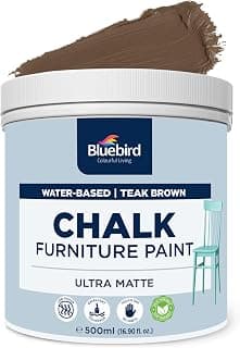 BLUEBIRD Chalk Furniture Paint - 500 ML / 16.9 fl oz for Furniture, Home Décor, Cabinets, and More (Teak Brown)
