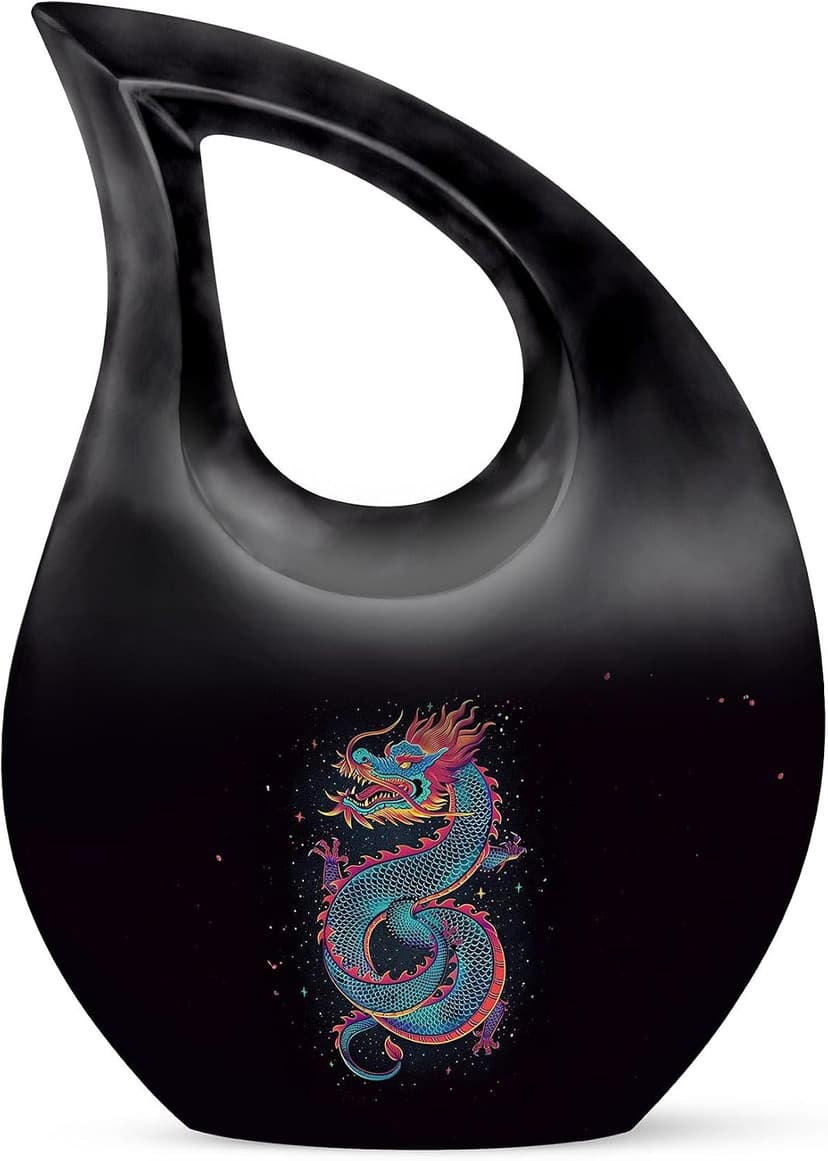 Blue Dragon Funeral Tiny Urn for Ashes Adult Male & Female, Drop Keepsake Cremation Burial Urns for Human Ashes, Handcrafted Memorial Gifts for Family, Home Décor Cremains Holder, 3 Inches B0FFT8NNWW
