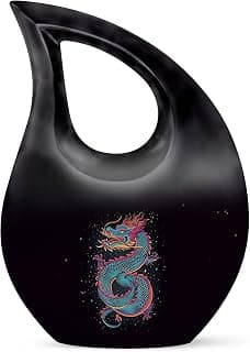 Blue Dragon Funeral Tiny Urn for Ashes Adult Male & Female, Drop Keepsake Cremation Burial Urns for Human Ashes, Handcrafted Memorial Gifts for Family, Home Décor Cremains Holder, 3 Inches B0FFT8NNWW