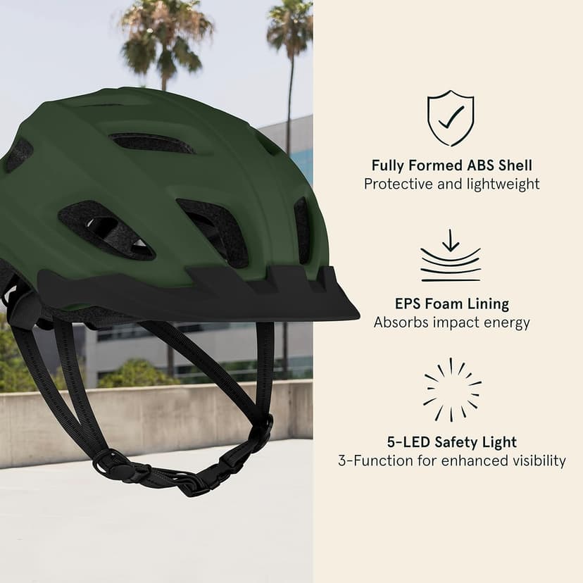 Retrospec Lennon Adult Bike Helmet with LED Safety Light Adjustable Dial & Removable Visor - Adjustable Bicycle Cycling Helmet for Men & Women