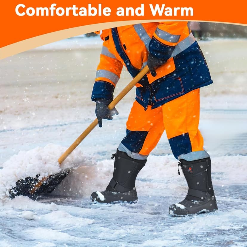 DEORFGO Heated Snow Boots for Men Women, Waterproof Insulated Shell, Hiking Winter Snow Boots, Insulated Fur Liner, Warm Outdoor Tall Boots