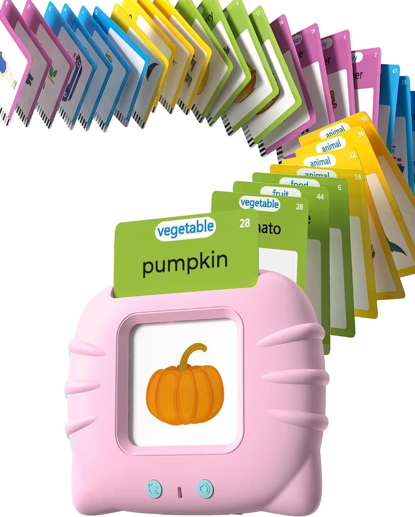 Montessori Language Learning Toys with 224 Words, Pocket Speech Therapy Toys, Children's Sensory Educational Toys Airbition Talking Flash Cards for Toddlers Ages 1‑4,224 Words English Pink B0D478JF4R