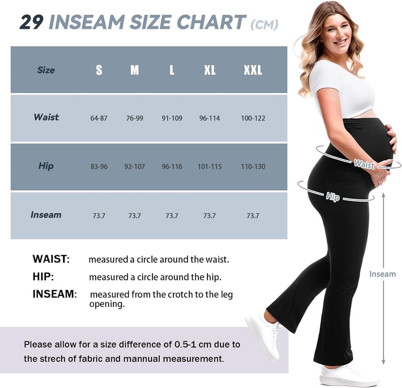 Pregnancy Pants, Buttery Soft, High Waisted, Over The Belly, Highly Stretchy, Fall Fashion Clothes, Yoga, for Casual Wear Leafigure Maternity Flare Leggings with Pockets B0F5HNGVG7