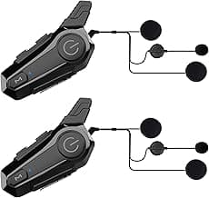 Motorcycle Bluetooth Headset Wireless Helmet 2-Way 400M Intercom Headphone with CVC Noise Cancellation Stereo Music IPX6 Waterproof for Half/Open Face Helmet 2 Pack