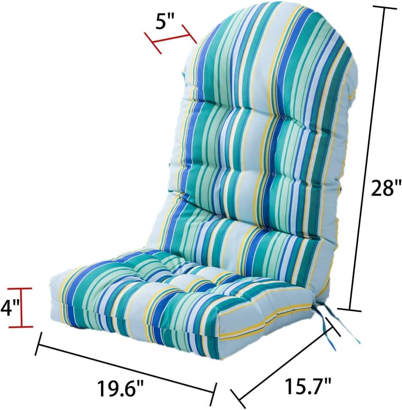 Enipate Weather Resistant Adirondack Chair Cushions High Back Indoor Outdoor Patio Tufted Thicken Lounge Cushion Seat Pads