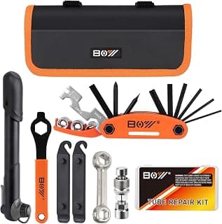 Bicycle Repair Bag With Tire Pump, Portable Tool Kit for Camping Travel - Bike Glueless Patches, Maintenance Essentials All in One Safety Kit B079K5N7KF