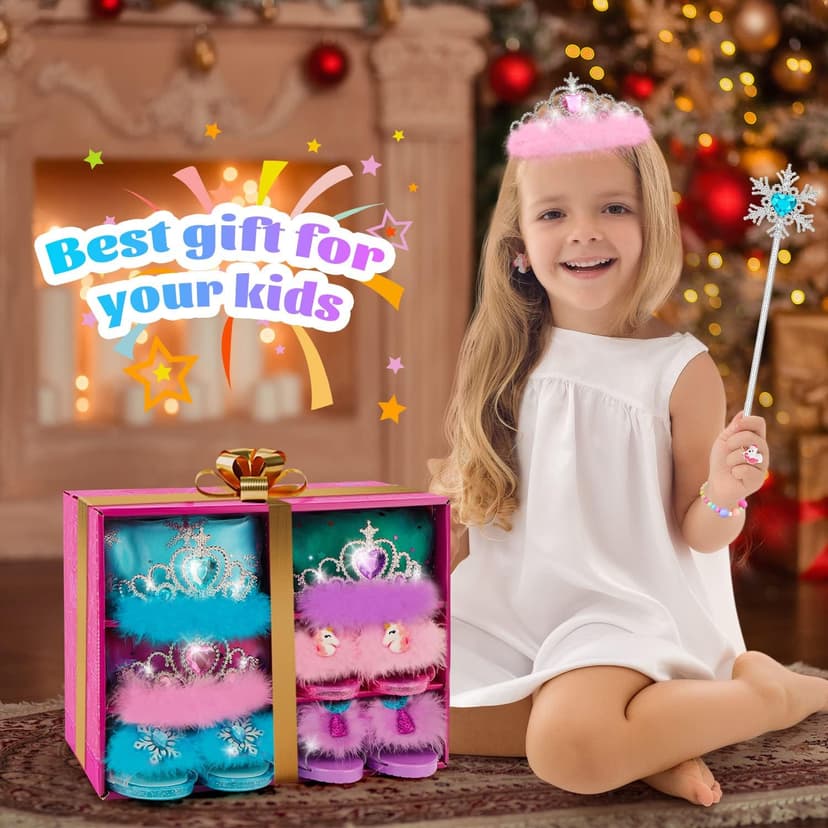 Toddler Dress Up Clothes Shoes Jewelry Set, Princess Costume Include Unicorn Mermaid, Pretend Play for Little Girls Age 3-6 HAMSILY Princess Dress Up for Girl 3 4 5 6 Years Old Birthday Gifts Toys B0B6FTH2HD