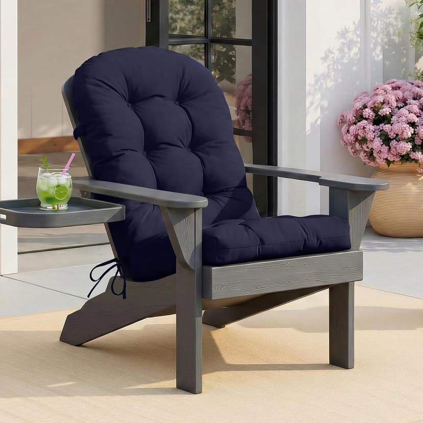 Adirondack Chair Cushion with Non-Slip & Waterproof, 44x19x4 Inch Thick High Back Rocking Chair Cushions Outdoor Indoor, One-Piece Patio Seat Cushion for Glider Porch Rocker Lawn Chair, Army blue
