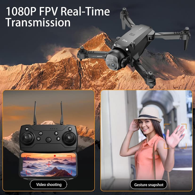 Drone with Camera for Adults Beginners, FPV Foldable RC Quadcopter Toys, Helicopter Toys, 1080P HD Camera Drone, Altitude Hold, One Key Take-off/Landing, 3D Flips, Waypoints fly, Headless Mode