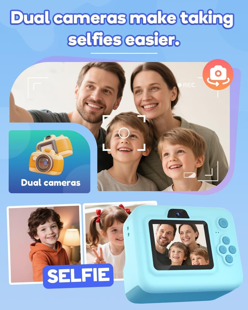 Dylanto Kids Camera Instant Print,1080P Kids Instant Cameras that Print Photos,Christmas Birthday Gifts for Girls Age 3-12,Portable Toy for 3 4 5 6 7 8 9 10 Year Old Girls Boys-Blue B0CQRFSFL6